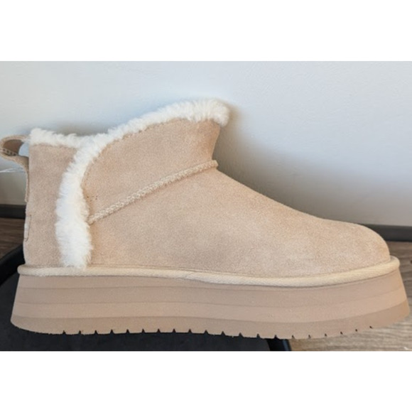 UGG Koolaburra Mini Platform Boots Size 7 UGG Ultra Mini Sand Light Beige Tan - Picture 4 of 8